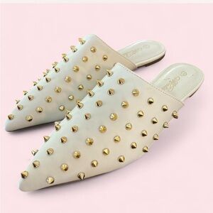 Studded Cream Mules